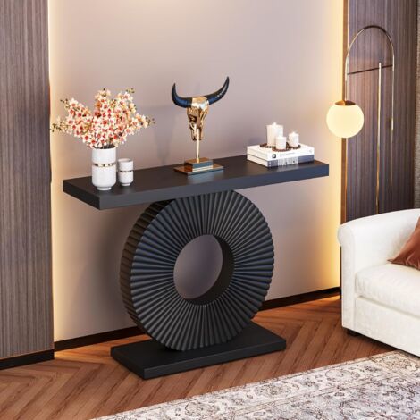 Tribesigns Table Console 105 Cm Marbre Blanc Et Doré - Meuble Entrée Élégant Avec Base Géométrique