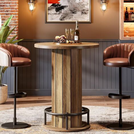 Table Ronde à Manger 80x80cm Avec Étagère Inférieure - Style Industriel - Pour Cuisine, Salon Ou Bureau - 2