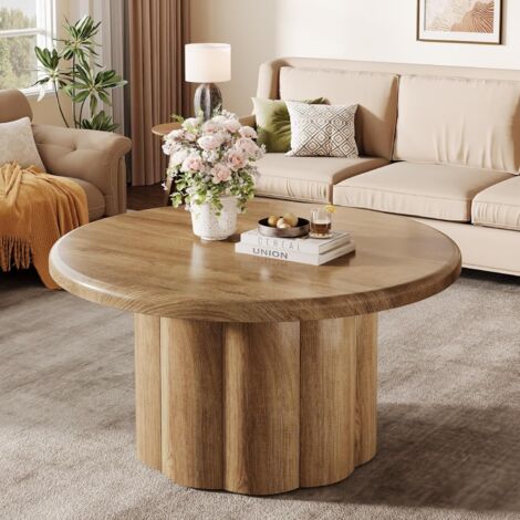 Tribesigns Table basse ronde en bois de 80 cm - Table centrale moderne en bois - Table d'appoint pour salon, bureau à domicile, marron