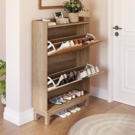 Tribesigns Meuble à chaussures avec portes, armoire de rangement à chaussures à 6 niveaux pour entrée, 25 paires d'armoires à chaussures en bois, organisateur de chaussures moderne pour salon, chambre