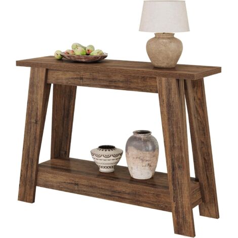 Tribesigns – Table console rustique étroite 105 cm – Rangement 2 niveaux – MDF marron – Pour salon, couloir, foyer