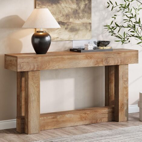Tribesigns 160CM Table Console, Table d'entrée à 2 étages, d'appoint rectangulaire en Bois derrière Le canapé, Bois de Ferme derrière pour Couloir, Salon, chêne Brun Clair