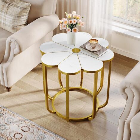 Table D'Appoint En.casa Style Intemporel 50x50x38 Cm Blanc - Table De Chevet Moderne Métal