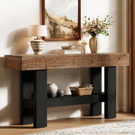 Tribesigns Table Console 160 Cm Style Rustique – Meuble D'Entrée, Derrière Canapé, Couloir Ou Salon En Bois Marron Fermier
