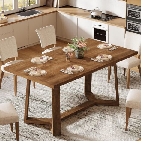 Tribesigns Table à manger rectangulaire de 120 cm pour 4 à 6 personnes, moderne avec structure en métal, table de cuisine rectangulaire pour la salle à manger à la maison