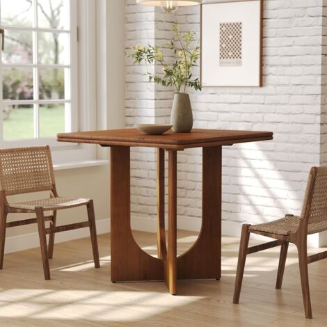 Tribesigns Table à Manger pour 2-4 Personnes, Carrée Table en Bois Massif de 80 cm Industrielle, Table de Cuisine pour Cuisine, Salon, Marron Rustique
