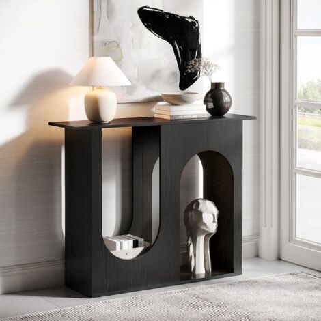 Tribesigns – Table console noire 90 cm – Design incurvé moderne – Pour entrée, couloir ou salon – Montage facile et stable