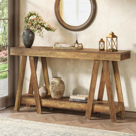 Tribesigns Console de Style Fermier 180 cm, Table d'Accent d'Entrée à 2 Niveaux pour Salon, Entrée, Hall