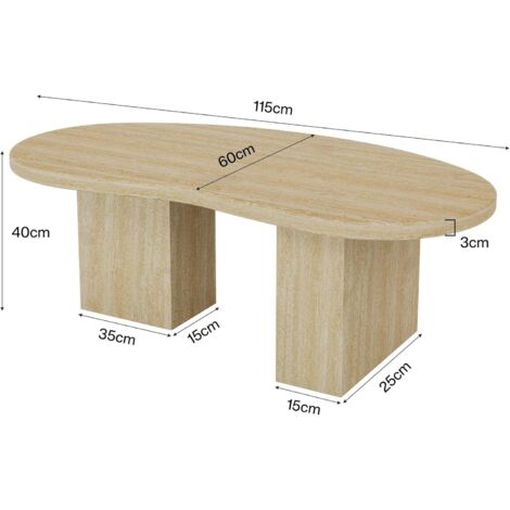 Table basse ovale 135x70x40 cm en bois recyclé marron - TYRIA | Maison et Styles