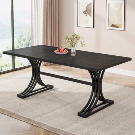 Tribesigns Table de salle à manger rectangulaire de 160 cm pour 4 à 6 personnes, table de cuisine moderne avec pieds élégants en métal, grande table à manger pour salle à manger, chaise non incluse (1/5)