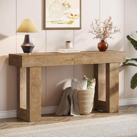 Tribesigns Table Console rectangulaire de 160 cm de Long, Table Basse derrière Le canapé pour entrée, Couloir, Salon (Naturel)
