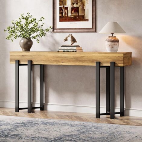 Tribesigns Table Console étroite de 160 cm – Peu encombrante pour entrée, Couloir et Salon, comme Table Basse derrière Le canapé ou Bureau à Domicile avec Structure en (Marron)