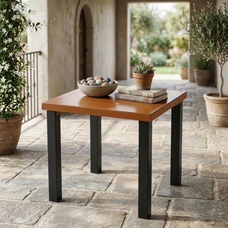 Tribesigns Table d'appoint de Jardin extérieure carrée, Table de terrasse résistante aux intempéries avec Plateau en métal et Pieds Robustes en métal Noir, pour terrasse, Balcon, Jardin ou Salon (1/5)