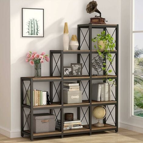 Bibliothèque meuble de rangement étagère à 5 niveaux effet bois