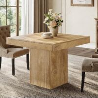 Tribesigns – Table à manger carrée 100x100 cm pour 4 personnes – Plateau épais en bois d'ingénierie – Design minimaliste pour petits espaces – Marron clair