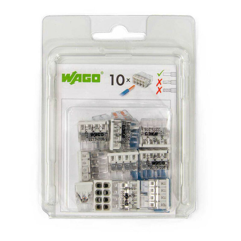 Boîte de 10 bornes COMPACT pour boîtes de dérivation Wago - 2,5mm²