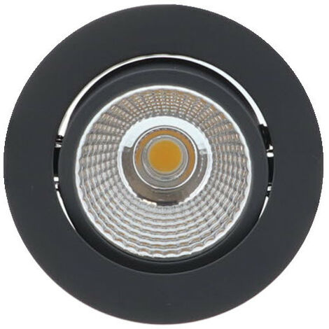 Spot LED encastré rond orientable Noir 9W 420lumens Blanc chaud