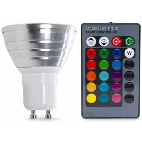 Ampoule LED spot multicolore avec télécommande - GU10 - 3W - RGB - Non dimmable