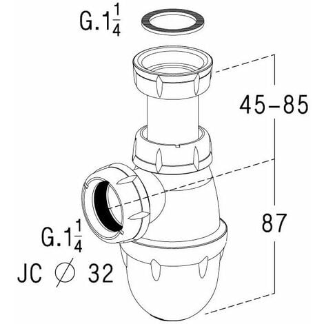 Siphon de lavabo tube réglable 11/4