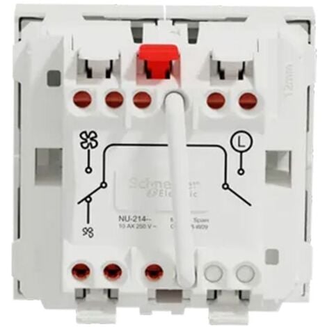 Unica - commande VMC - ON/OFF + 2 vitesses - 10A - 2 mod - Blanc - méca seul (NU321418)