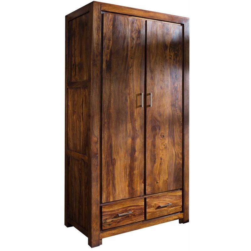 Armoire En Bois Massif Palissandre Des Indes - Rangement 200 Cm, 2 étagères, D'occasion