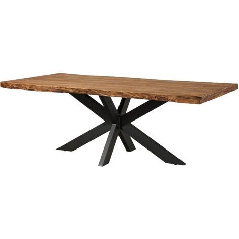 FREEFORM 5 Table à manger en sheesham - décapé / naturel - anthracite mat pieds en X 260x100 (1/4)