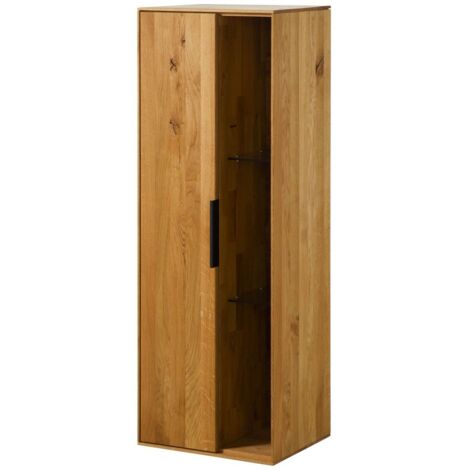 Vitrine murale 46x38x132 en bois de Chêne sauvagenaturel huilé LINDAU 12 (1/4)