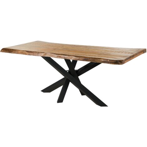 Table à manger 180x90x79 en bois de manguier laqué naturel / pieds Mikado anthracite mat FREEFORM 5