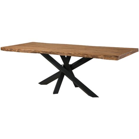 Table à manger 240x100x79 en bois de Sheesham teinté naturel / pieds Mikado anthracite mat FREEFORM 5