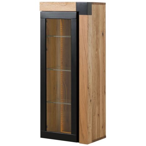 Vitrine murale Chêne sauvage 48x35x120 naturel huilé ROTTERDAM 110 (1/4)