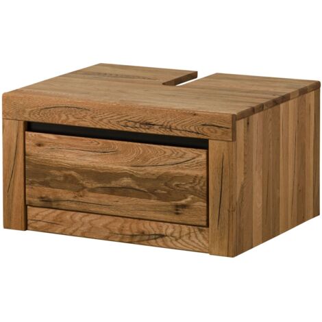 Meuble sous-lavabo 70x50x37 en bois de chêne lombard huilé naturel MONTREUX 52 (1/4)