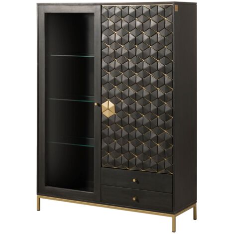 Buffet en bois de Manguier 120x40x165 gris huilé DIAMOND 117 (1/4)
