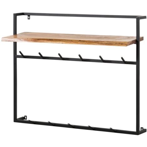 Porte manteau en bois d'Acacia 100x30x80 naturel laqué MELBOURNE 108 (1/4)
