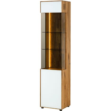 Vitrine en bois de Chêne 45x38x200 naturel huilé/blanc WIEN 131 (1/4)