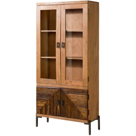 Vitrine en Bois de récupération 90x198x40 naturel laqué LYON 160 (1/4)