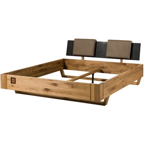 Lit en bois de Chêne sauvage naturel huilé / laqué KITZBÜHEL - Diverses tailles et accessoires