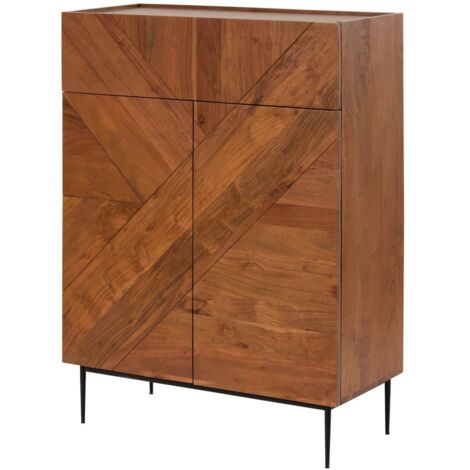 Buffet en bois d'Acacia 140x40x150 naturel laqué Karlstad 20 (1/4)