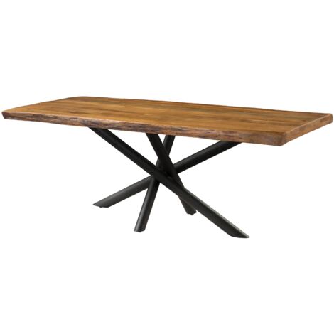 Table à Manger en bois de Manguier 200x100x76 naturel laqué / pieds Mikado anthracite matte FREEFORM 5 (1/4)