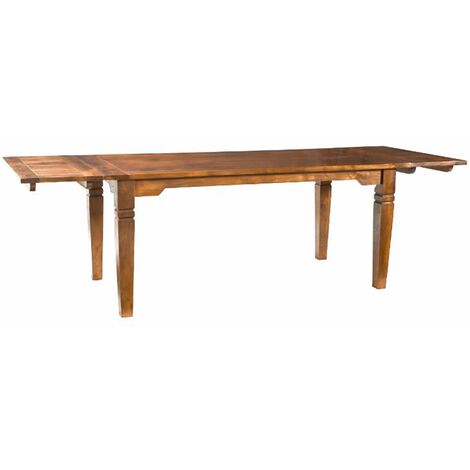 Table à manger 90x90 cm en bois d'acacia laqué miel extensible 130/170x90x76 cm OXFORD 0118 (1/3)