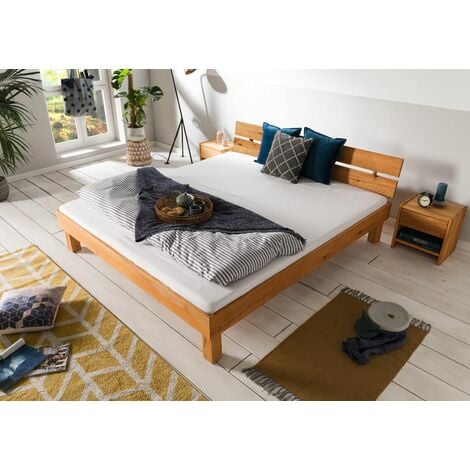 Lit double 160x200 Coeur de hêtre huilé Hêtre naturel TomMe 102