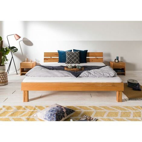 Lit double 160x200 Coeur de hêtre huilé Hêtre naturel TomMe 102