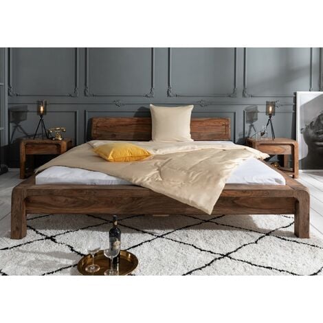 Lit double 160x200 Palissandre huilé Gris taupe BUENO 012