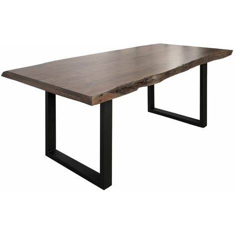 Table à manger 160x90 Acacia laqué Gris taupe / Anthracite mat FREEFORM 5