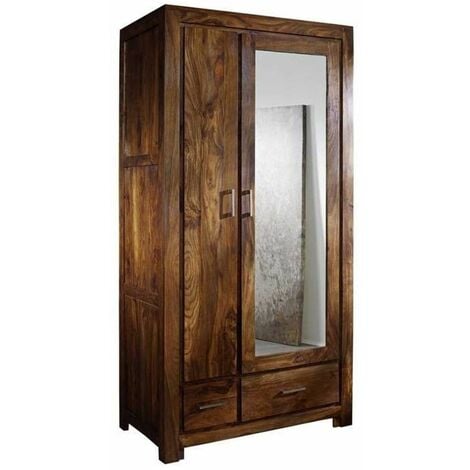 Armoire de rangement Bois Massif Penderie Rouge Laquée