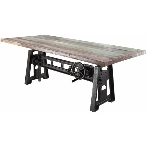 Massivmoebel24 – Table de salle à manger 220x100 cm en bois de récupération laqué multicolore – Style industriel – Unique et authentique (1/4)