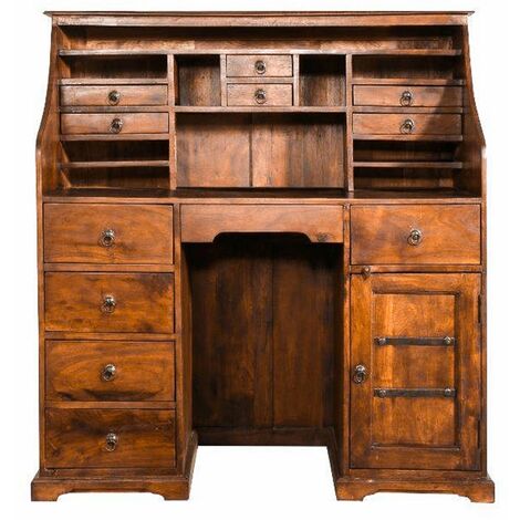 Massivmoebel24 – Bureau secrétaire 128x58 cm en acacia laqué miel – Style OXFORD 0516 – Ambiance unique et artisanale – Pour espaces modernes