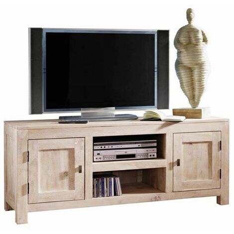 Meuble TV 145x45 Acacia blanchi Blanc NATURE WHITE 41 (1/4)