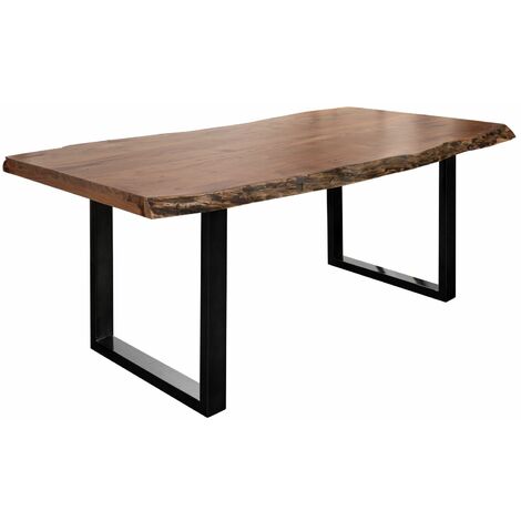 Table à manger 180x90 Acacia laqué Bois naturel / Anthracite laqué FREEFORM 5