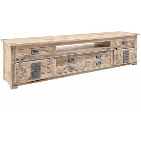 Coffre De Rangement En Bois De Manguier Massif 90x90x45 Cm - Style Industriel Railway - Finition Laquée Whitewash - Livré Monté