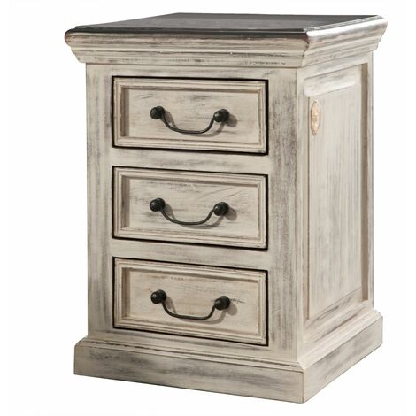 Petite commode 45x40 Manguier ciré Blanc antique CASTLE-ANTIK 65 (1/4)